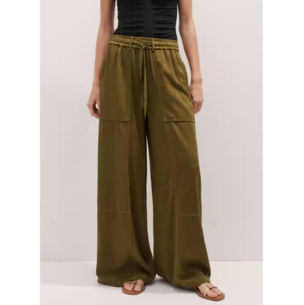 ME+EM Women's Deep Golden Olive Fluid Viscose Pant Size 2